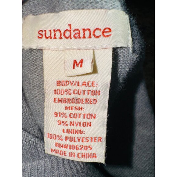 Sundance Lace Crochet Linen Gray Knit Dress M Boho Cottage Core Peasent Hippie - Picture 8 of 10